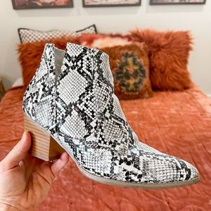 Black and White Snakeskin Boots or Booties